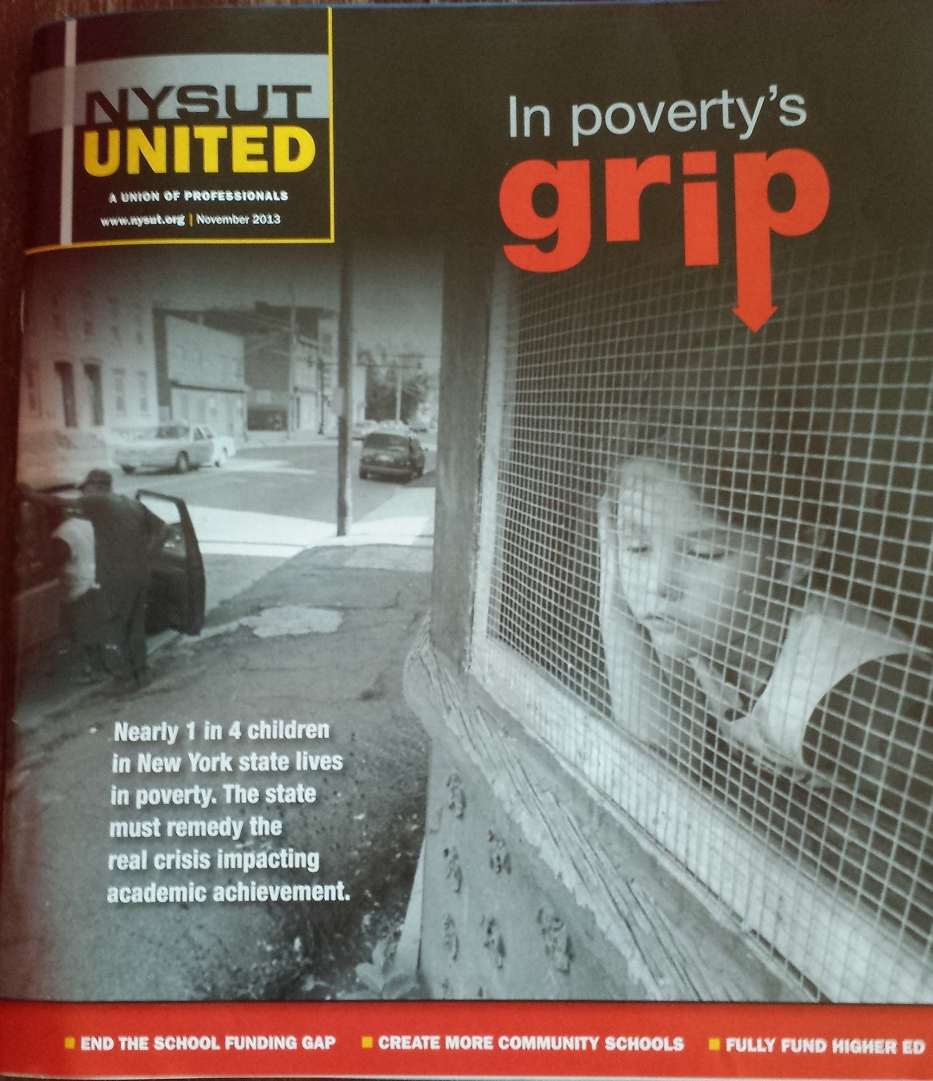 New York Teachers magazine cover with headline article about poverty and hunger affecting our youth.
